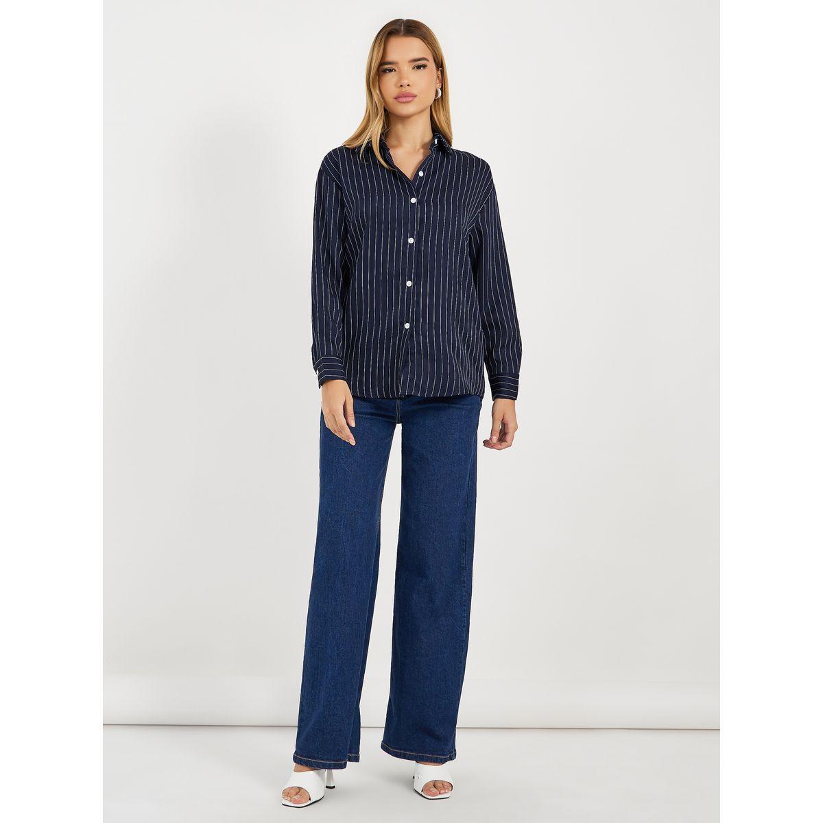 Styli Pinstripe Oversized Shirt-women-clothing-shirtsandblouses-shirts-image-2