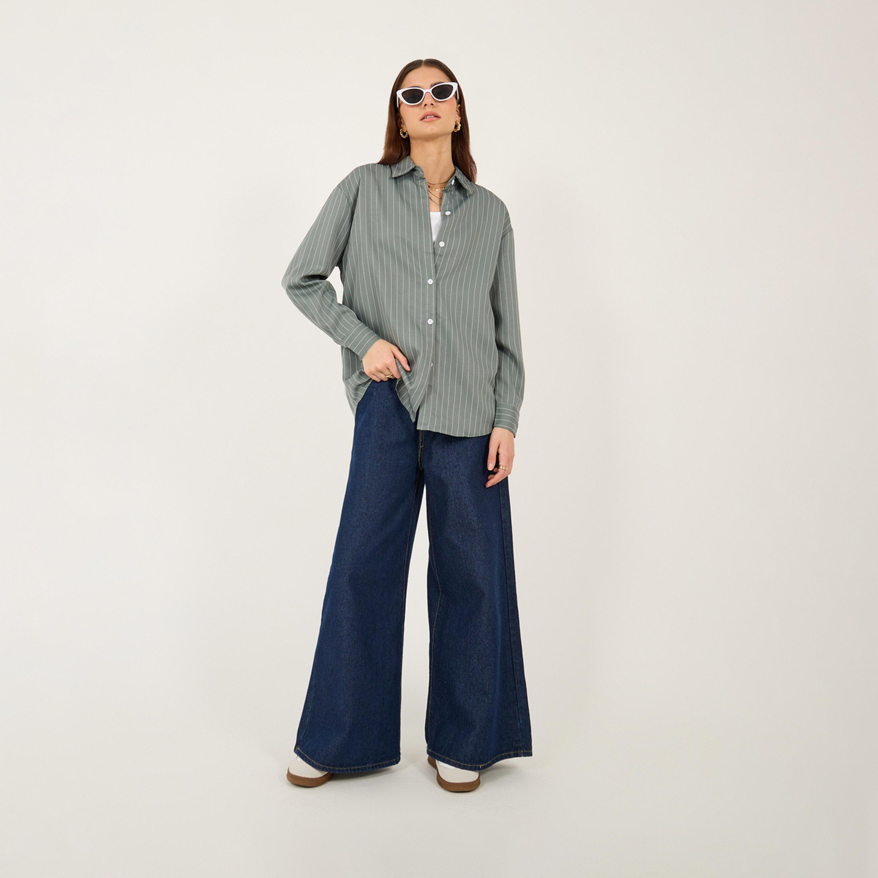 Styli Striped Buttoned Oversized Shirt-women-clothing-shirtsandblouses-shirts-image-3