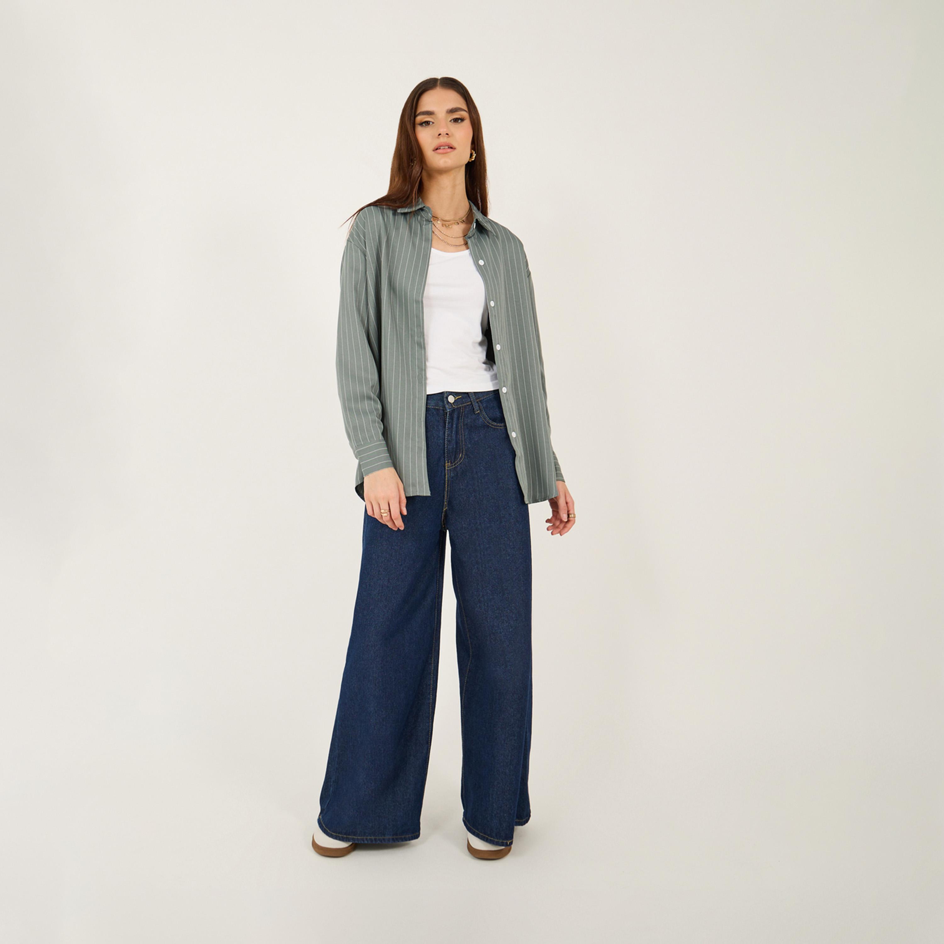Styli Striped Buttoned Oversized Shirt-women-clothing-shirtsandblouses-shirts-image-4