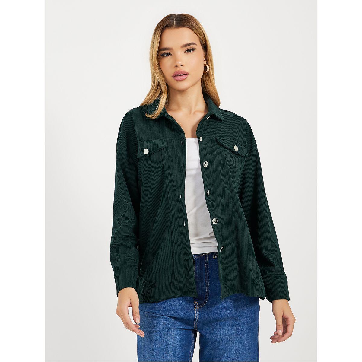 بلوزة كوردروي بقصة مريحة وأزرار معدنية-women-clothing-shirtsandblouses-shirts-image-3