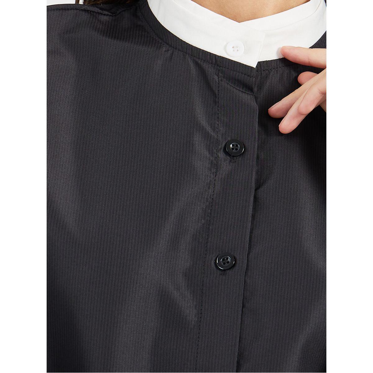 Styli Double Contrast Stand Collar Loose Fit Shirt-women-clothing-shirtsandblouses-shirts-image-4
