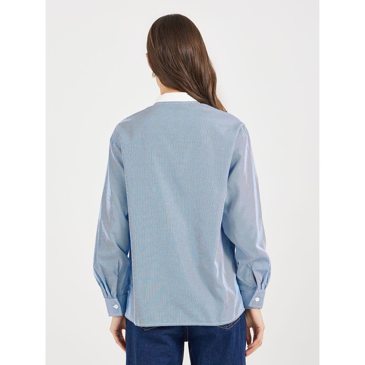 بلوزة بقصة سائبة وياقة قائمة مع أزرار غلق-women-clothing-shirtsandblouses-shirts-image-5