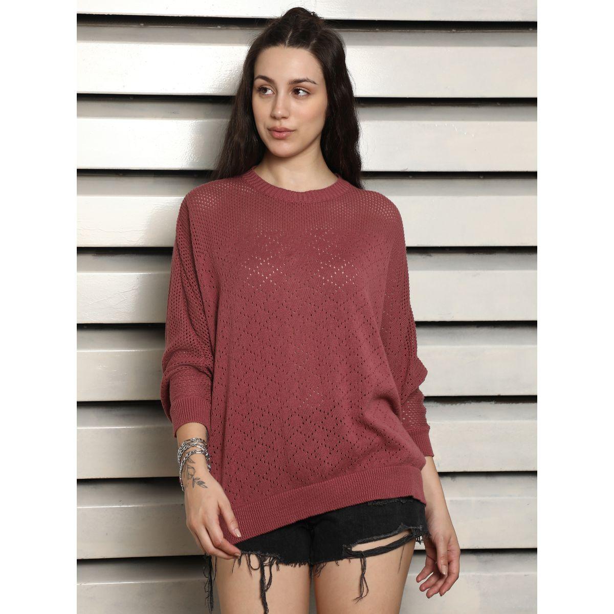 بلوزة محبوكة بقصة مريحة وأكمام وطواطية هاي ستار × ستايلي-women-clothing-shirtsandblouses-blouses-image-1