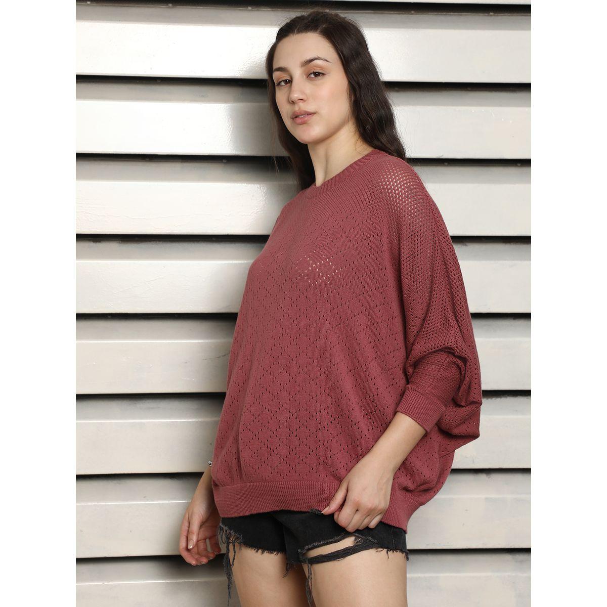 بلوزة محبوكة بقصة مريحة وأكمام وطواطية هاي ستار × ستايلي-women-clothing-shirtsandblouses-blouses-image-2