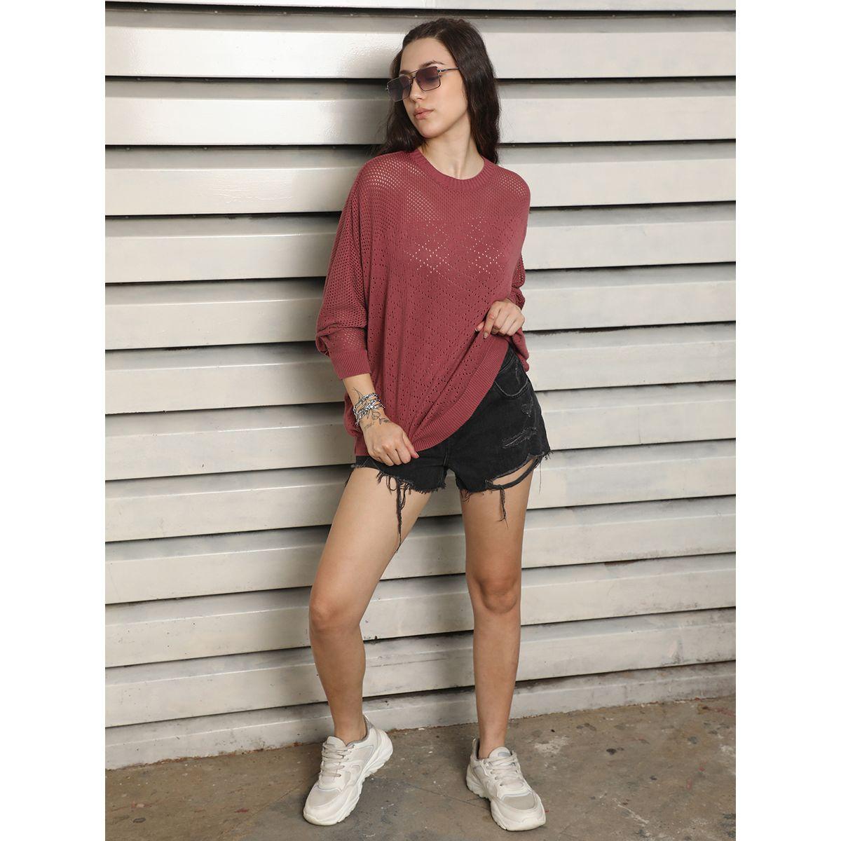 بلوزة محبوكة بقصة مريحة وأكمام وطواطية هاي ستار × ستايلي-women-clothing-shirtsandblouses-blouses-image-5