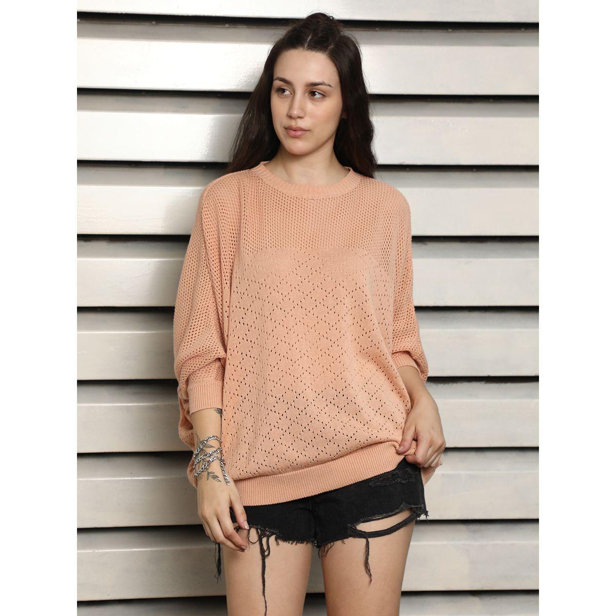 بلوزة محبوكة بقصة مريحة وأكمام وطواطية هاي ستار × ستايلي-women-clothing-shirtsandblouses-blouses-image-1