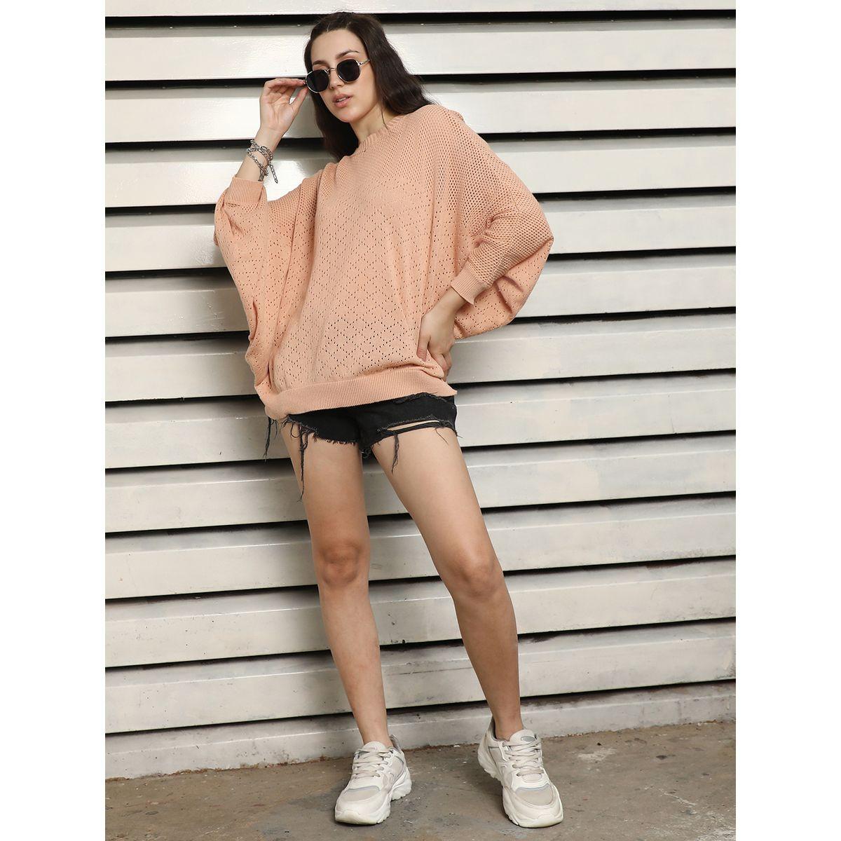 بلوزة محبوكة بقصة مريحة وأكمام وطواطية هاي ستار × ستايلي-women-clothing-shirtsandblouses-blouses-image-5