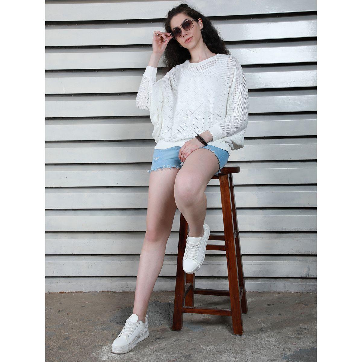 بلوزة محبوكة بقصة مريحة وأكمام وطواطية هاي ستار × ستايلي-women-clothing-shirtsandblouses-blouses-image-1