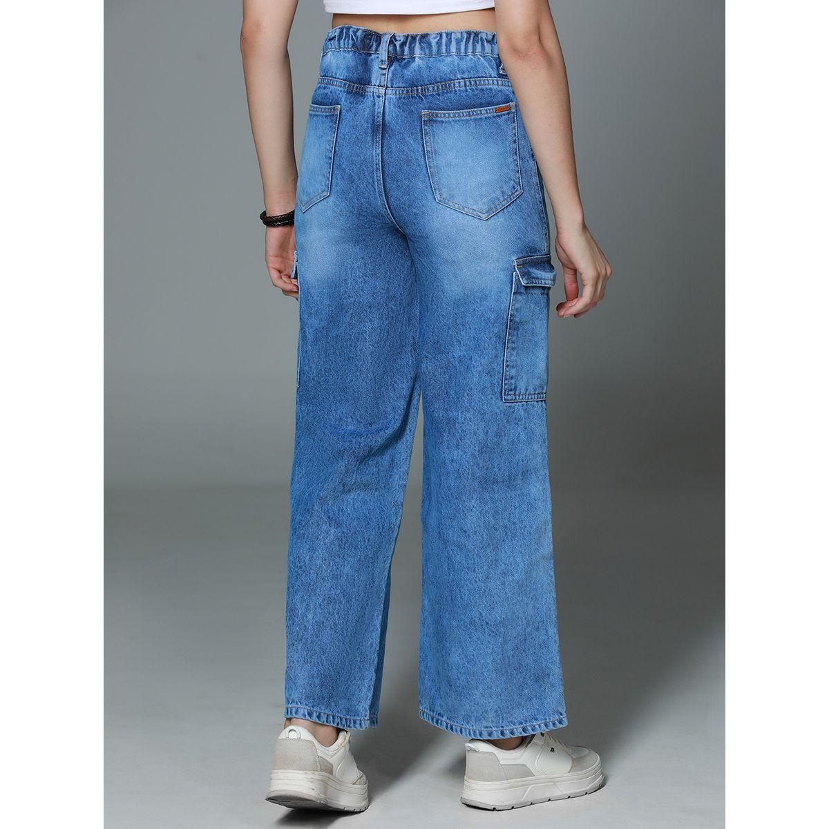 جينز بنمط كارجو وخصر عالي هاي ستار × ستايلي-women-clothing-bottoms-jeans-image-1