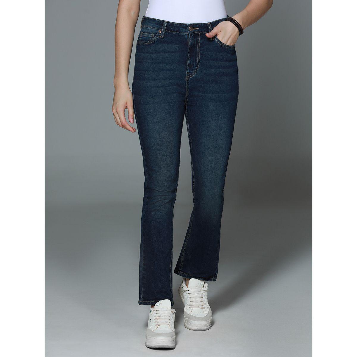 جينز بتفاصيل باهتة وخصر عالي هاي ستار × ستايلي-women-clothing-bottoms-jeans-image-1
