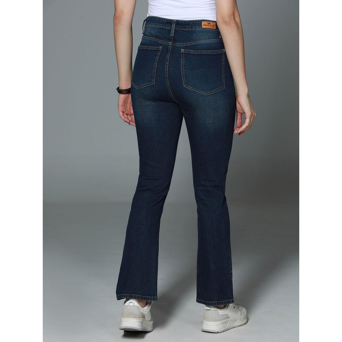 جينز بتفاصيل باهتة وخصر عالي هاي ستار × ستايلي-women-clothing-bottoms-jeans-image-2