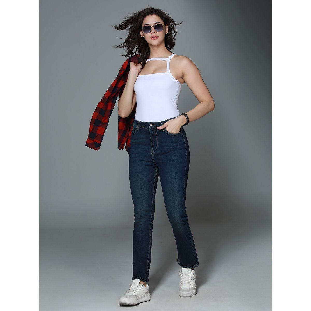 جينز بتفاصيل باهتة وخصر عالي هاي ستار × ستايلي-women-clothing-bottoms-jeans-image-5