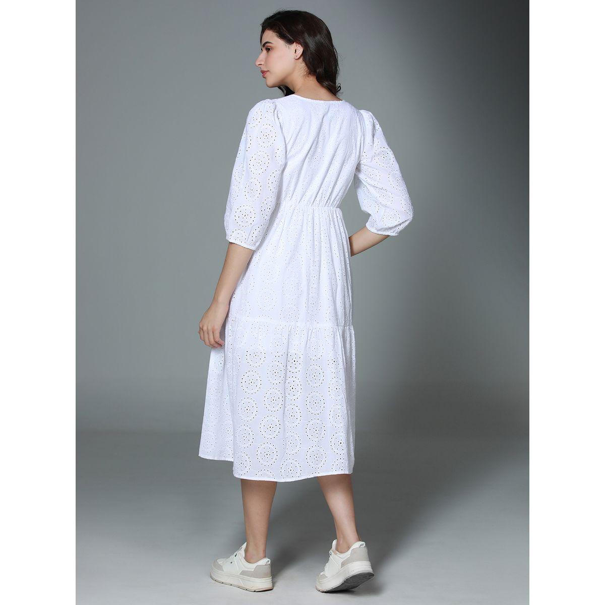 High Star X Styli  Schiffli V Neck Tiered Midi Dress-women-clothing-dresses-image-1