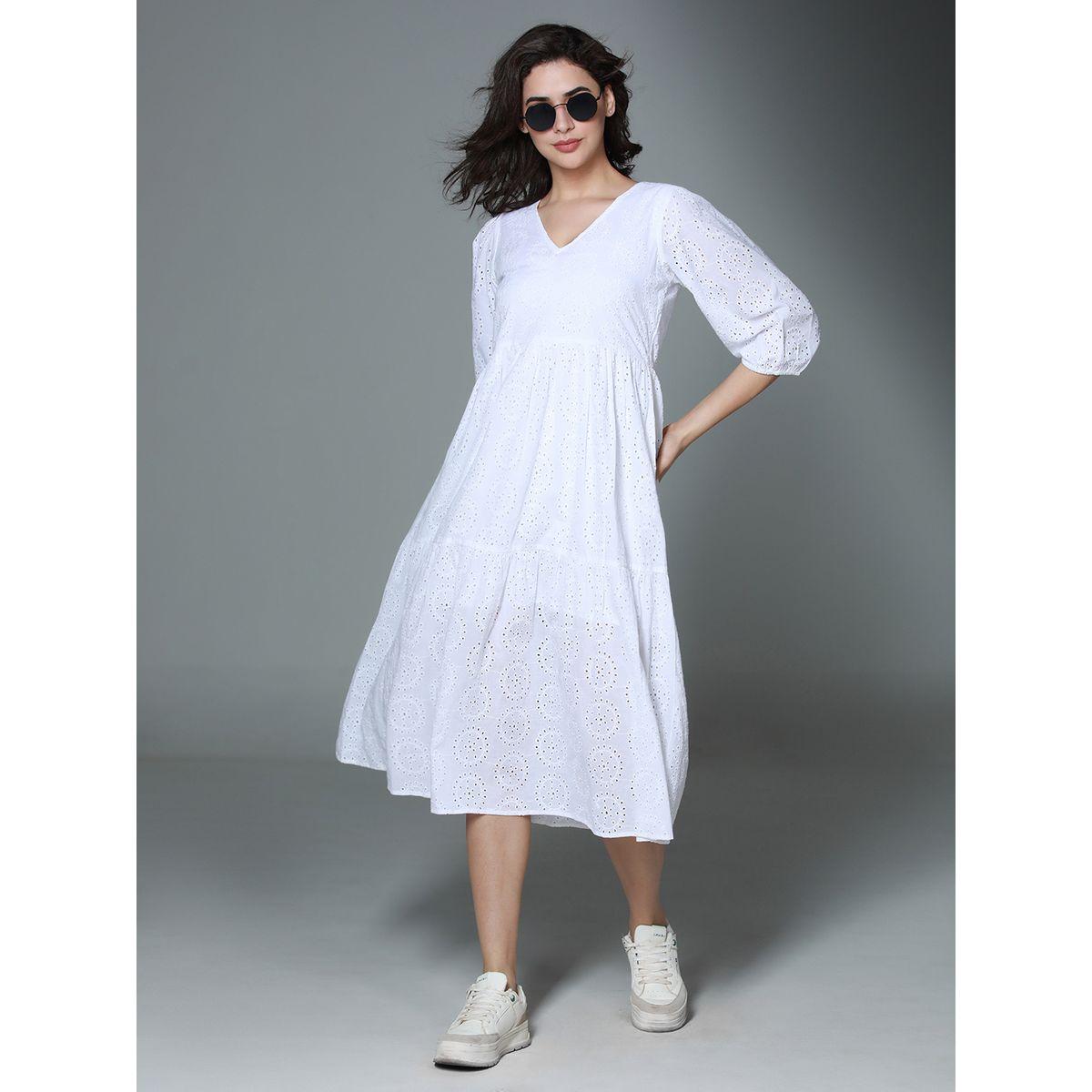 High Star X Styli  Schiffli V Neck Tiered Midi Dress-women-clothing-dresses-image-5