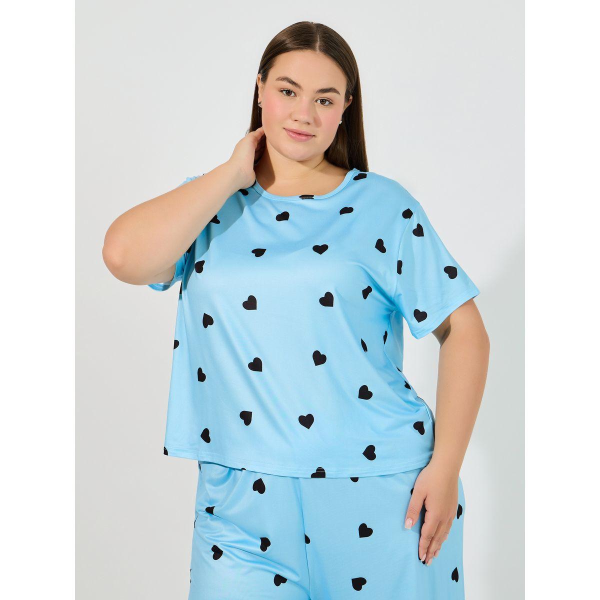 Styli Unwind Plus Size Heart Print T-Shirt & Pyjama Set-women-clothing-nightwear-pyjamas-longsets-image-3