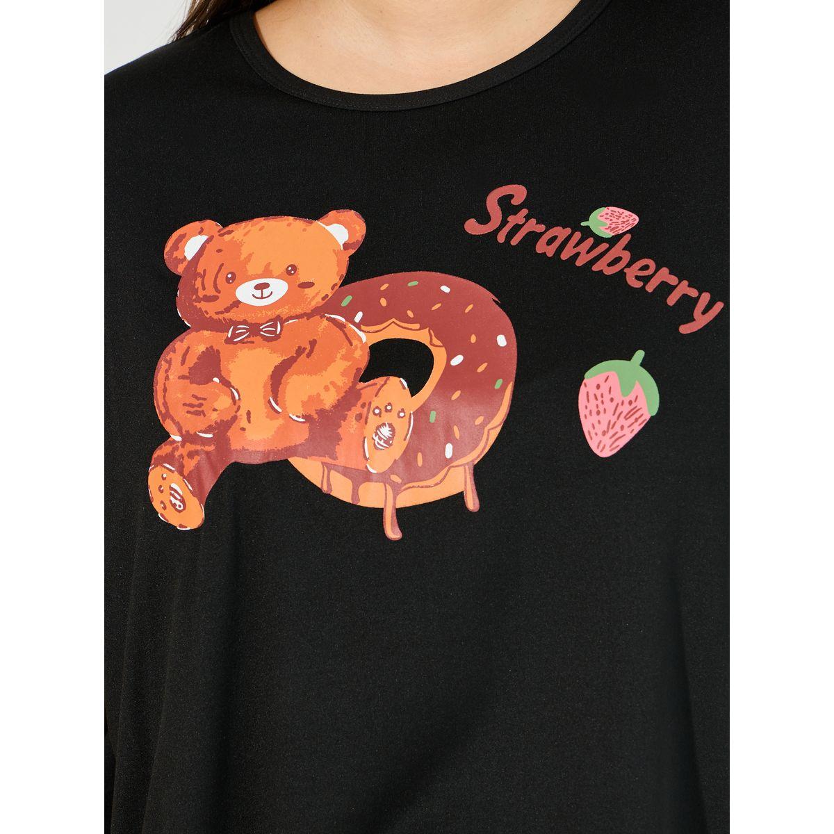 Styli Unwind Plus Size Bear T-Shirt & Printed Pyjama Set-women-clothing-nightwear-pyjamas-longsets-image-3
