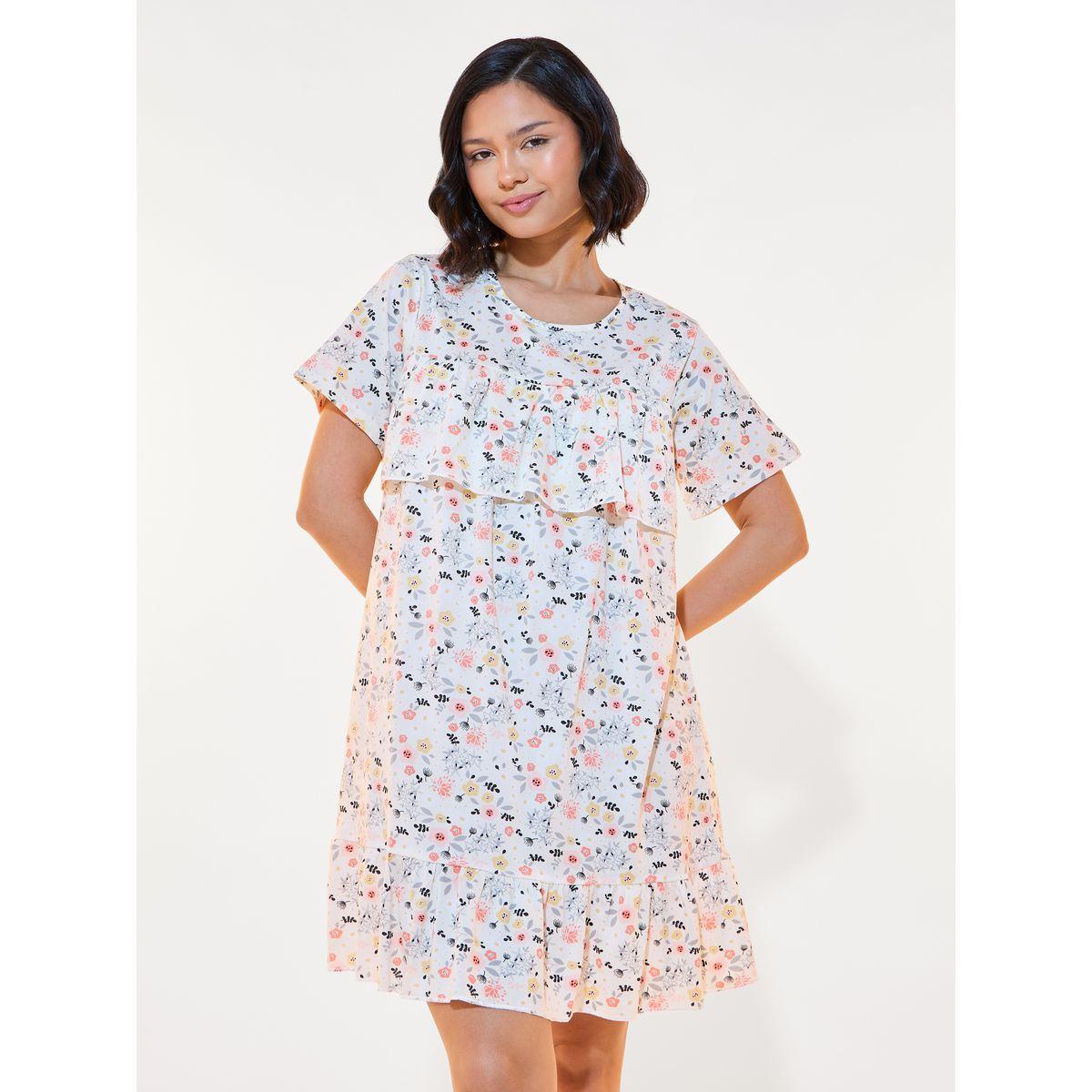 قميص نوم مطبع بالكامل مع كشكش-women-clothing-nightwear-nighties-image-2