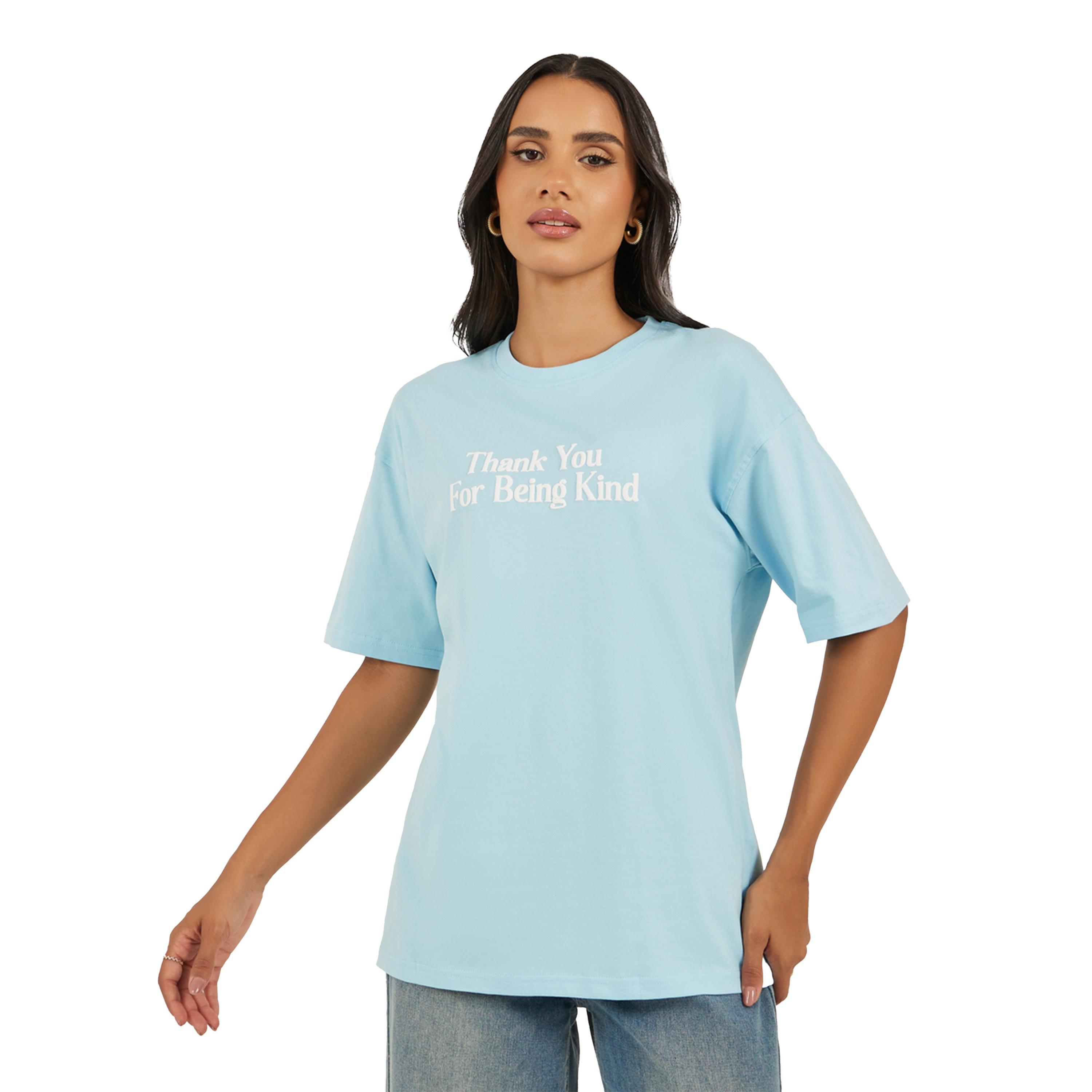 Styli Slogan Print Round Neck Oversized T-Shirt-women-clothing-tshirts-image-2