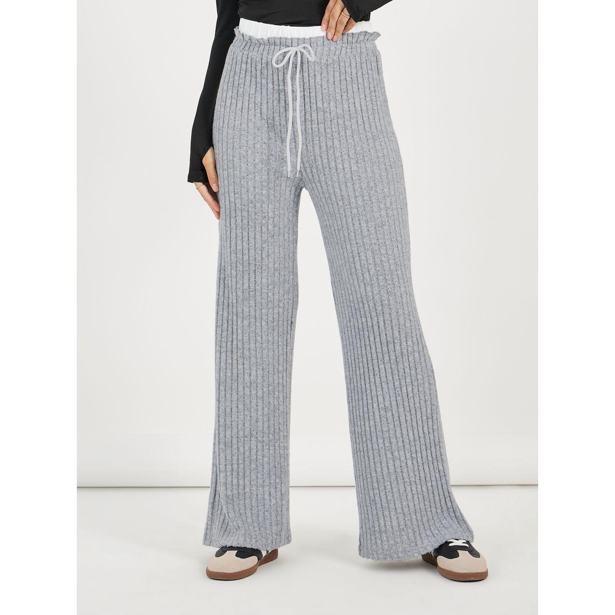 Styli High Rise Ribbed Knit Wide Leg Pants with Drawstring-women-clothing-bottoms-trousers-image-2