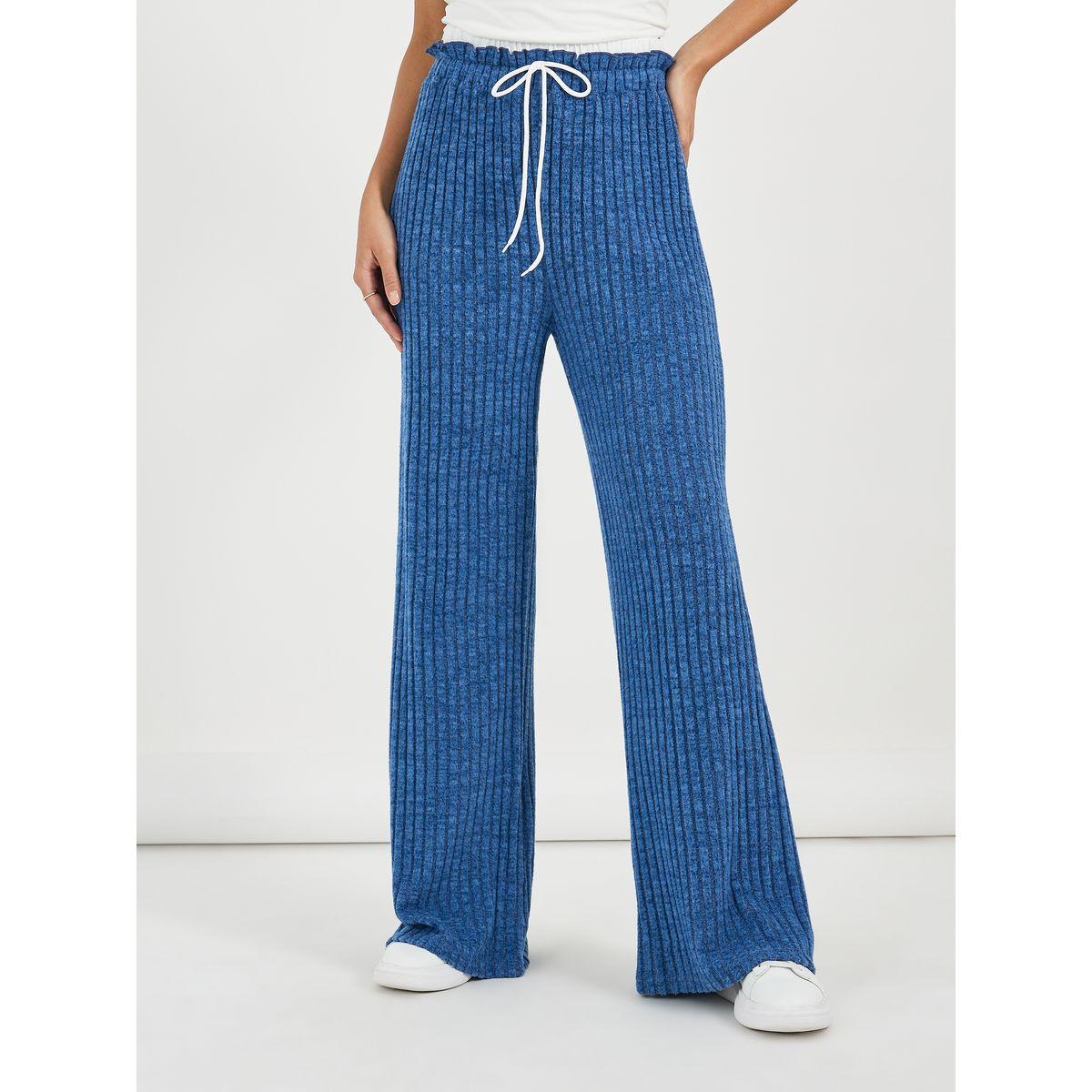 بنطال بأرجل واسعة وخصر عالي مع رباط خصر-women-clothing-bottoms-trousers-image-2