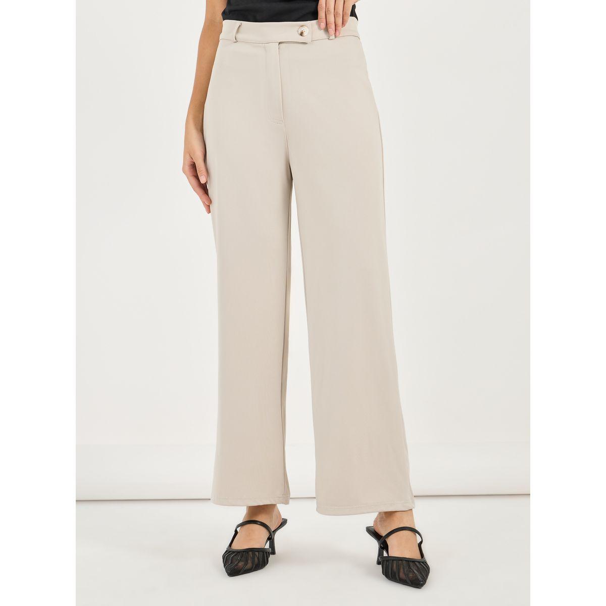 بنطال بأرجل مستقيمة وخصر عالي مع فتحات حزام-women-clothing-bottoms-trousers-image-2