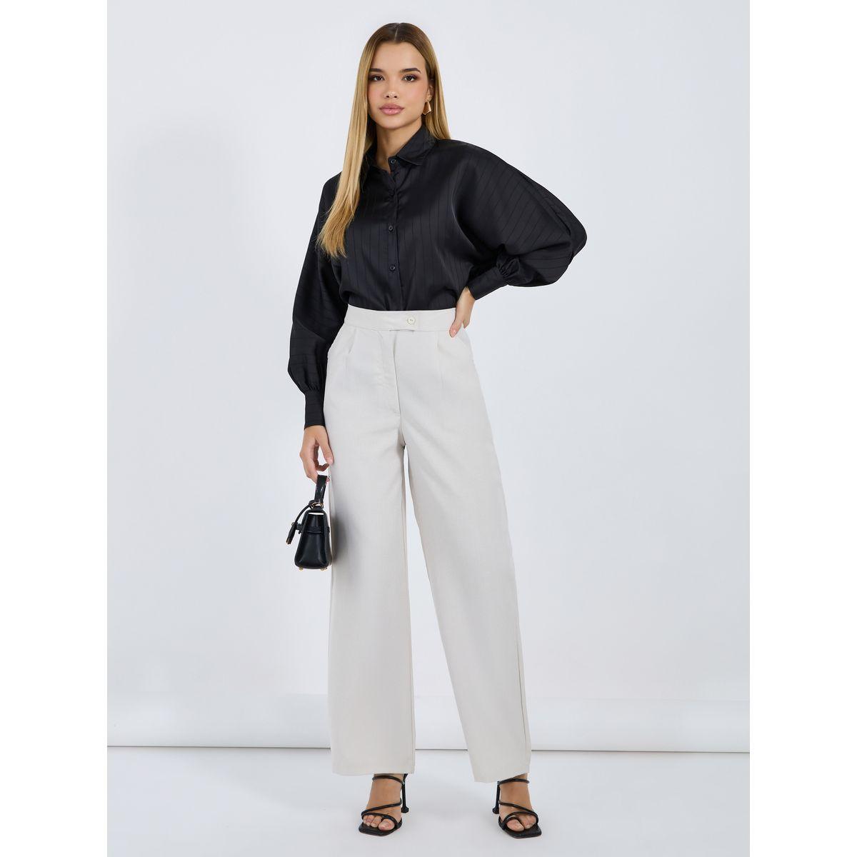 High Rise Wide Leg Pants with Side Pocket-women-clothing-bottoms-trousers-image-1