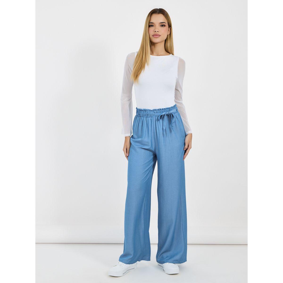 Styli High Rise Drawstring Paper Bag Waist Pants-women-clothing-bottoms-trousers-image-1