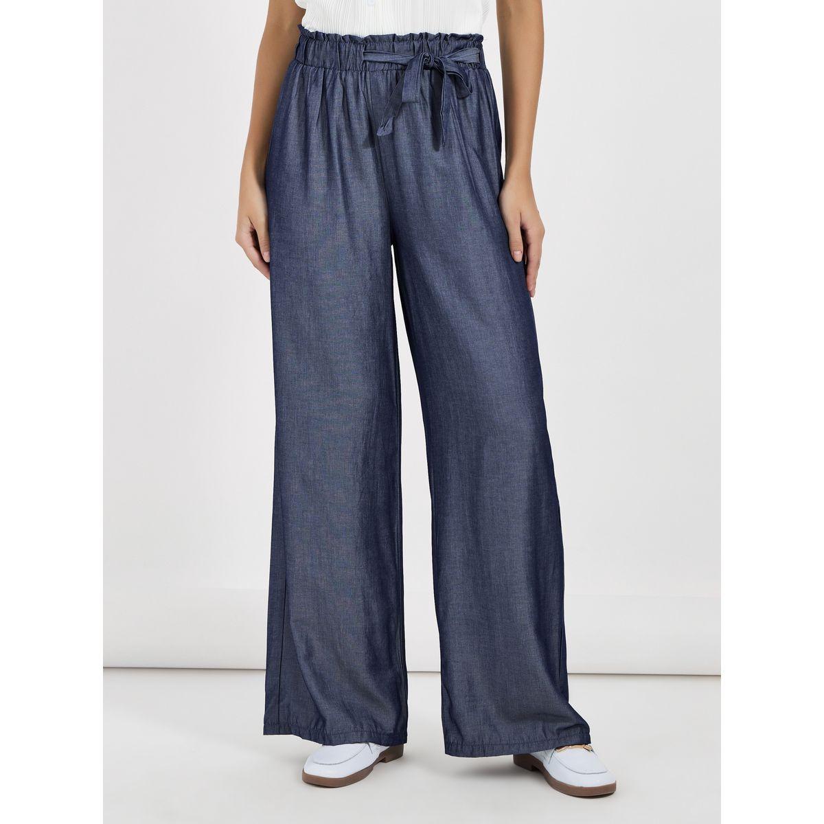 بنطال بخصر عالي بيبر باغ وأربطة-women-clothing-bottoms-trousers-image-2