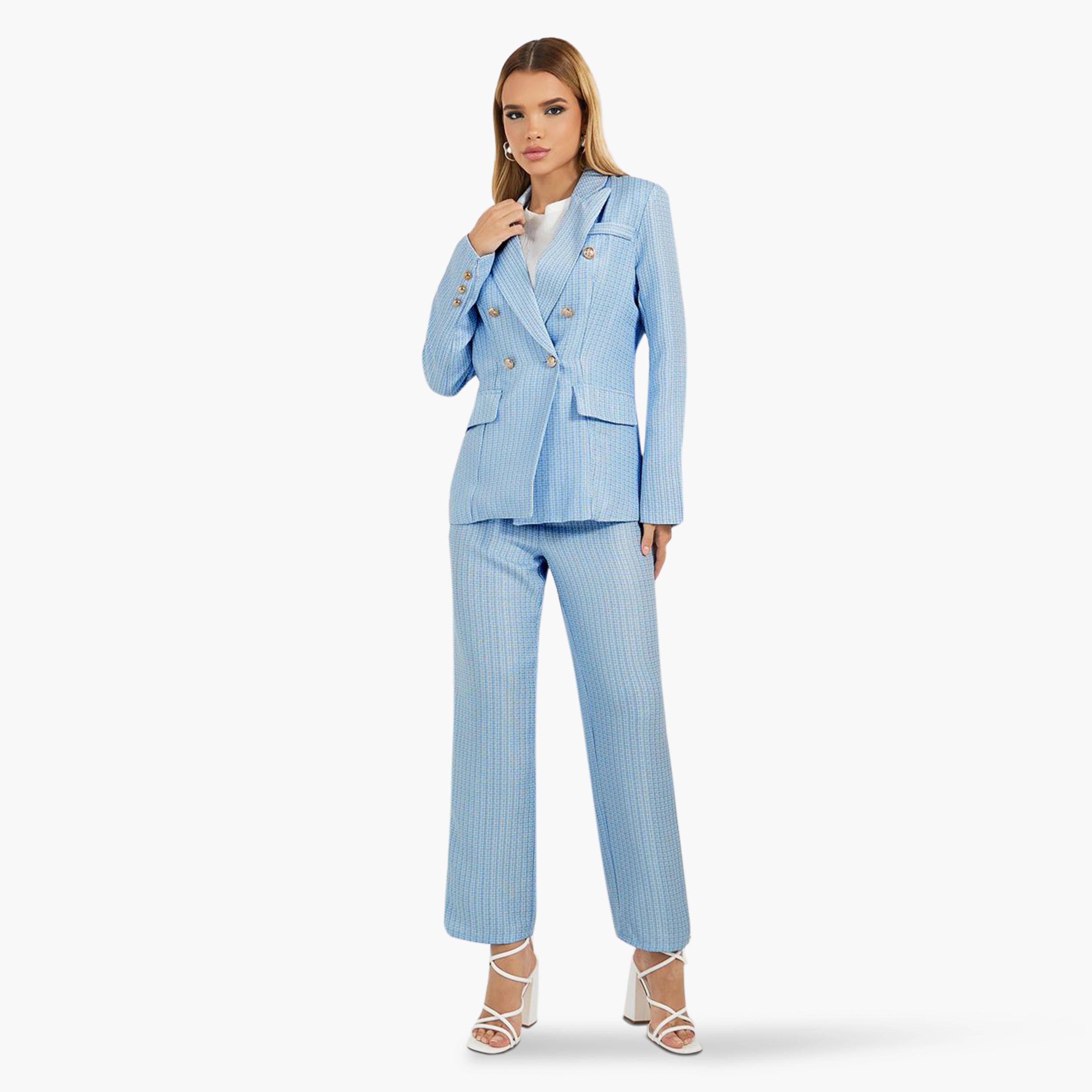 طقم منسق من بنطال وبليزر فضفاض بياقة نوتش ليبل-women-clothing-coordsets-image-2