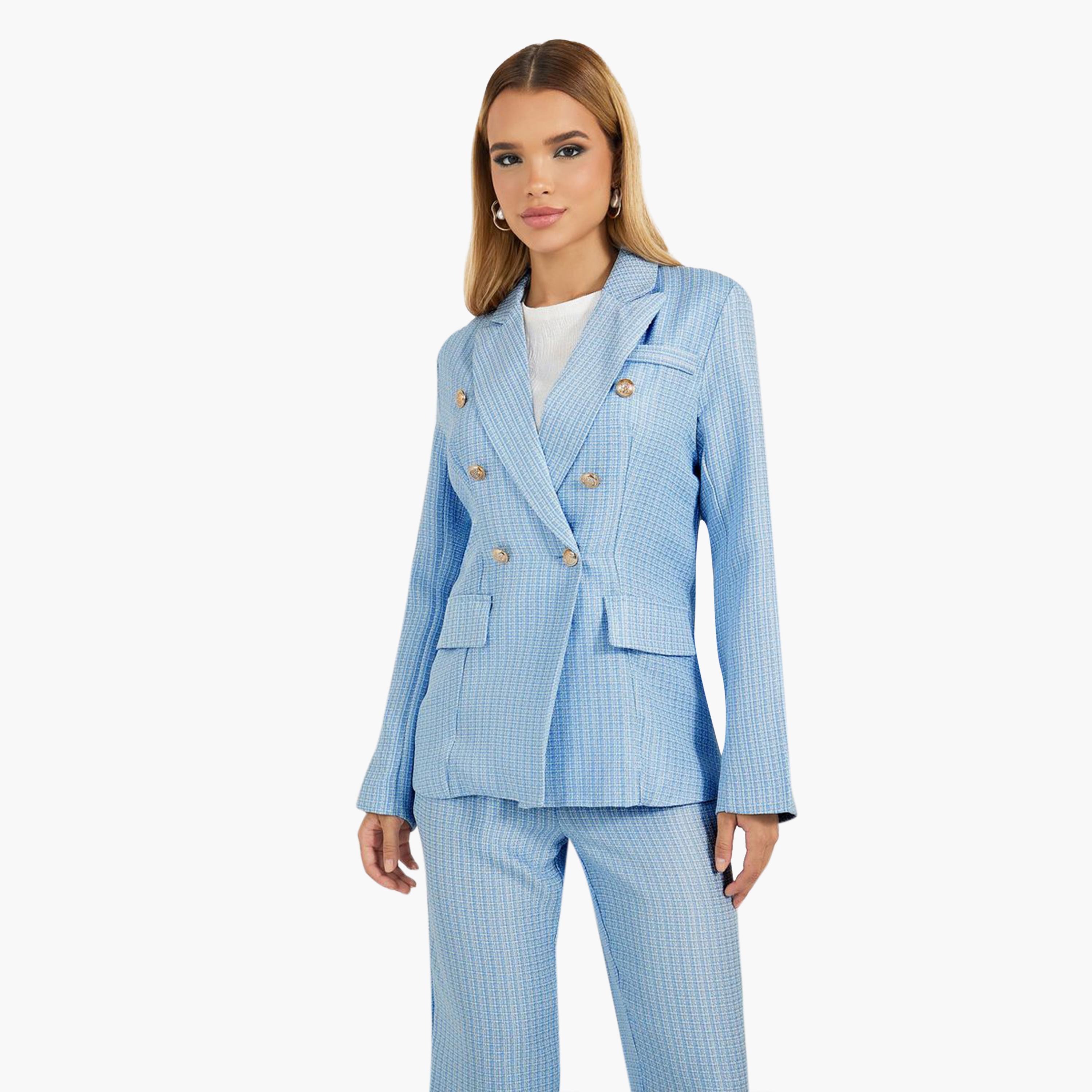 طقم منسق من بنطال وبليزر فضفاض بياقة نوتش ليبل-women-clothing-coordsets-image-3