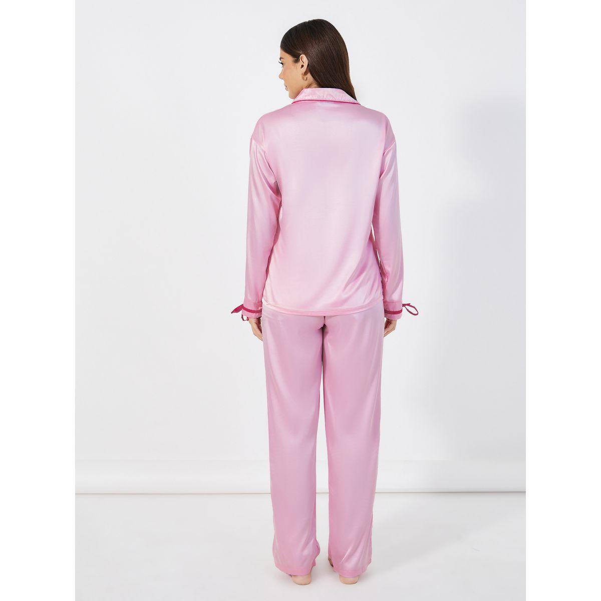 Styli Unwind Solid Contrast Edge Shirt & Pants Pyjama Set-women-clothing-nightwear-pyjamas-longsets-image-4