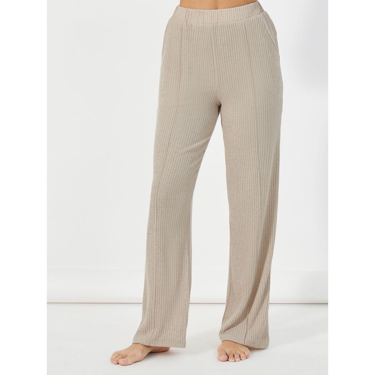 Styli Unwind Ribbed Asymmetric Trim Top & Wide Leg Pants Pyjama Set-women-clothing-coordsets-image-5