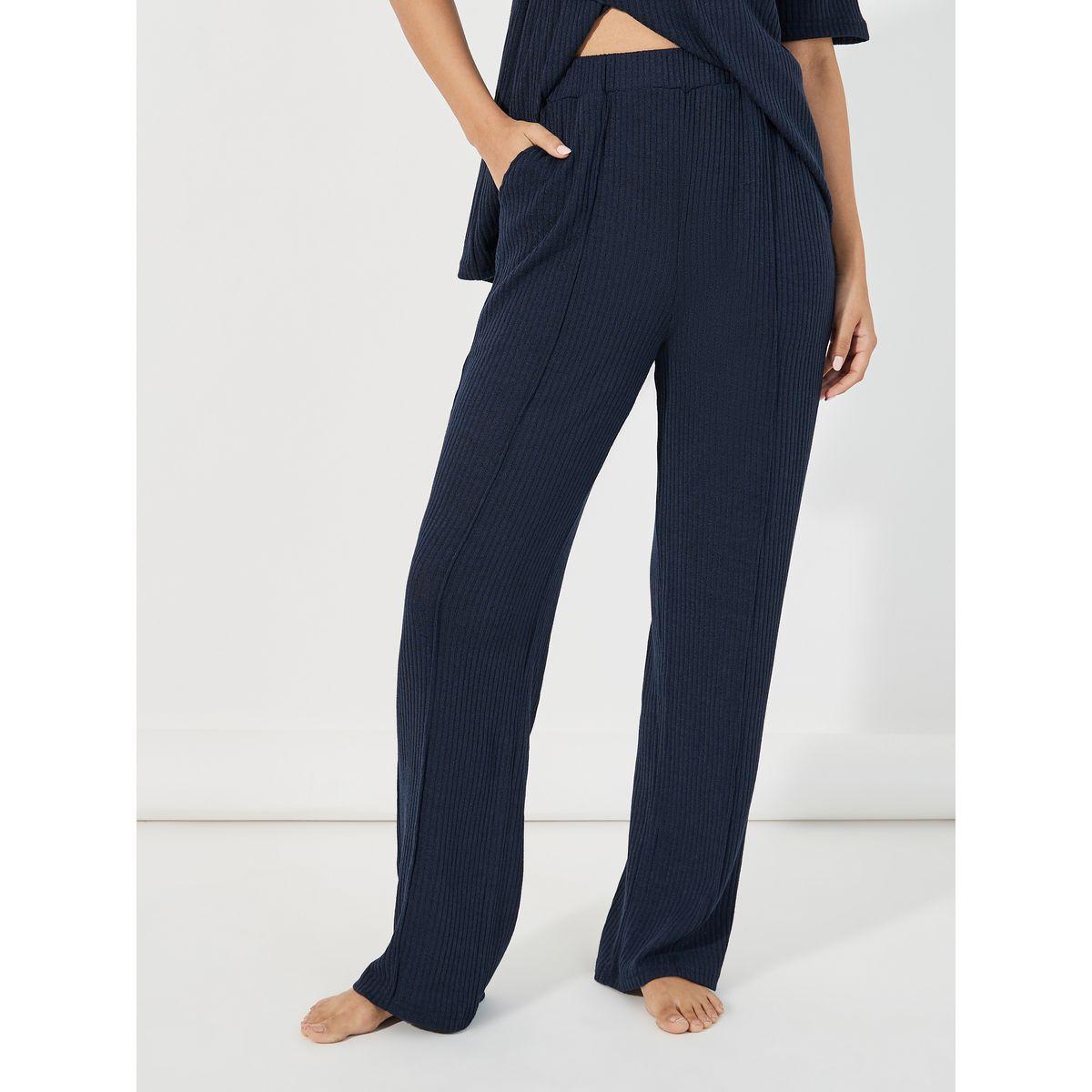 مجموعة من بنطال بأرجل واسعة وبلوزة مضلعة-women-clothing-coordsets-image-5