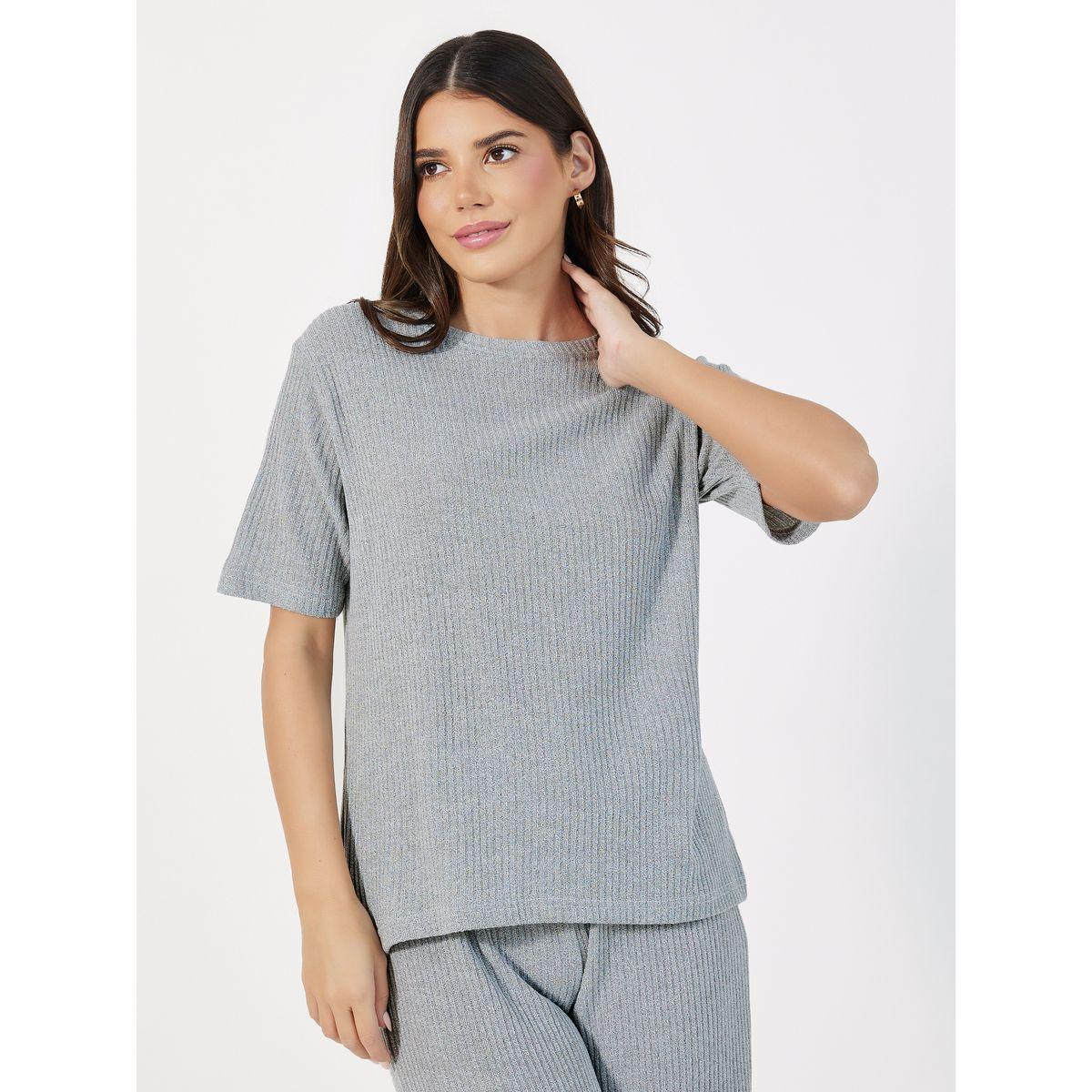 Styli Unwind Ribbed Round Neck Top & Wide Leg Pants Pyjama Set-women-clothing-coordsets-image-3