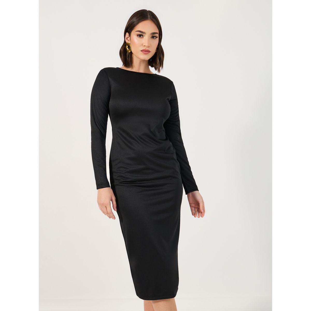 Styli Exposed Back Zipper Detail Bodycon Midi Dress-women-clothing-dresses-image-2