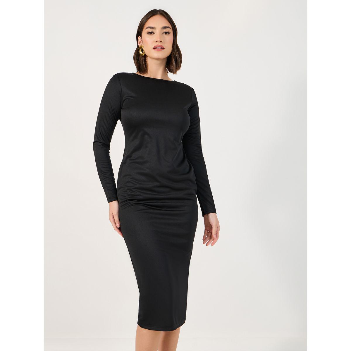 Styli Exposed Back Zipper Detail Bodycon Midi Dress-women-clothing-dresses-image-4