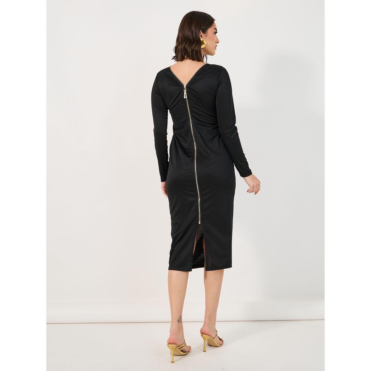 Styli Exposed Back Zipper Detail Bodycon Midi Dress-women-clothing-dresses-image-5