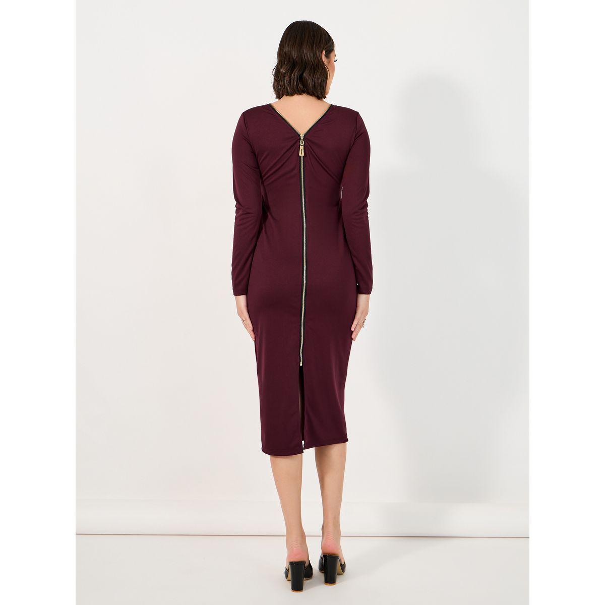 Styli Exposed Back Zipper Detail Bodycon Midi Dress-women-clothing-dresses-image-6