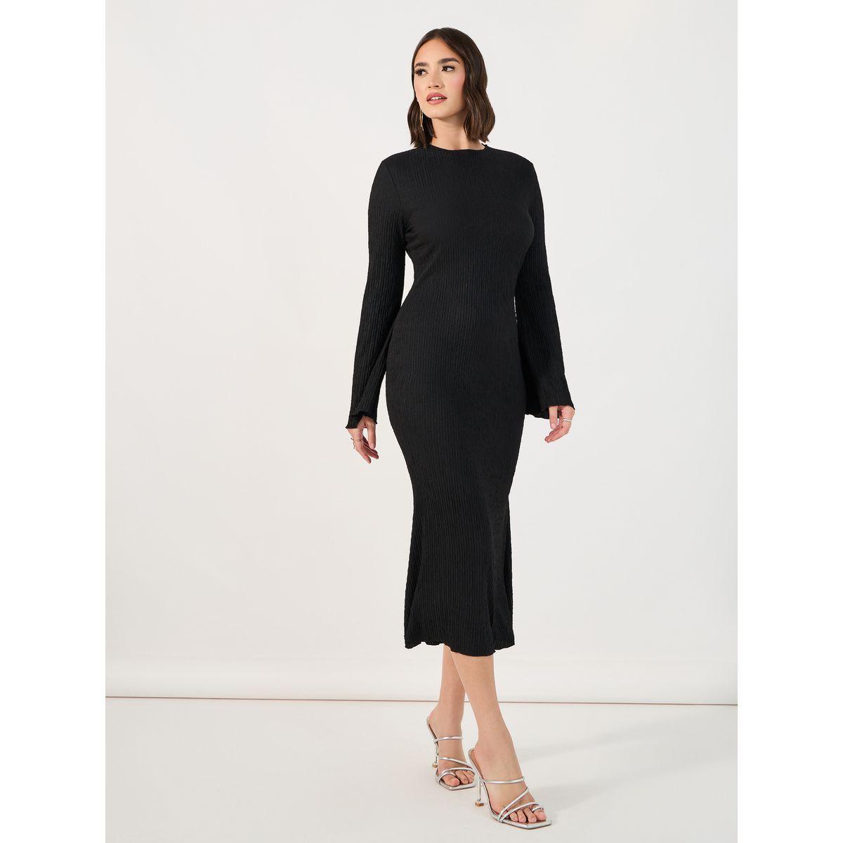 فستان ميدي ضيق بأكمام جرس-women-clothing-dresses-image-4