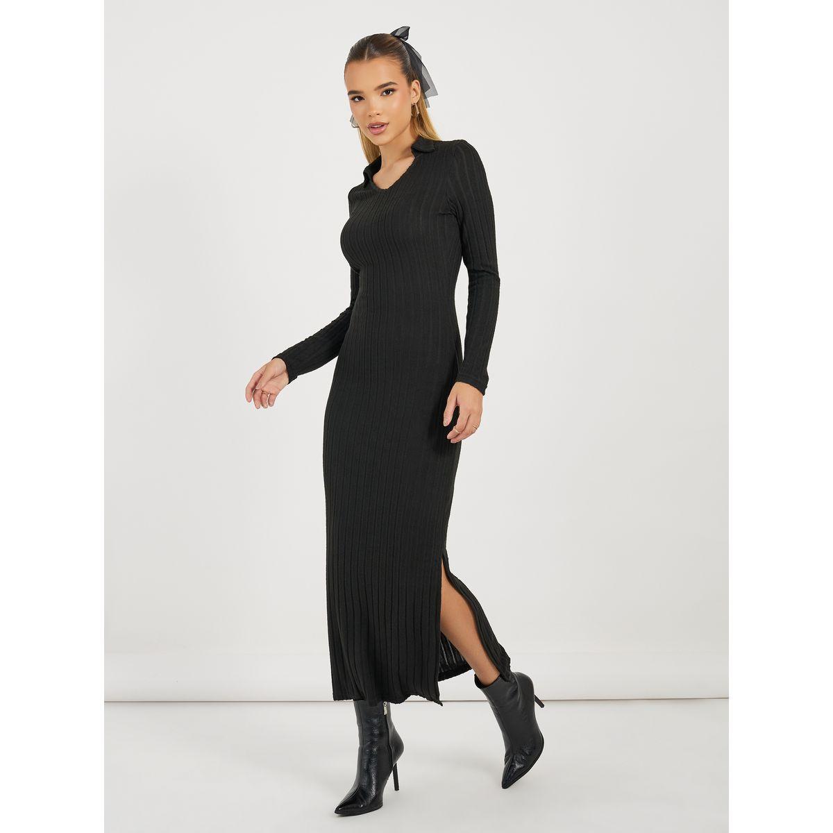 فستان طويل ضيق مع شق جانبي-women-clothing-dresses-image-5