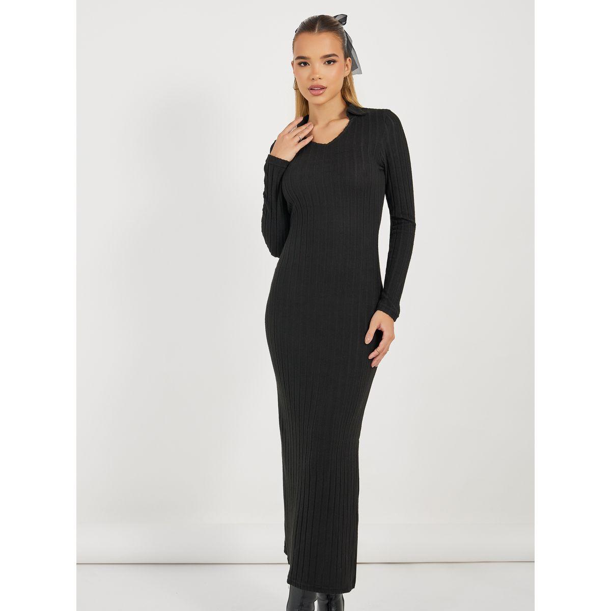 فستان طويل ضيق مع شق جانبي-women-clothing-dresses-image-6