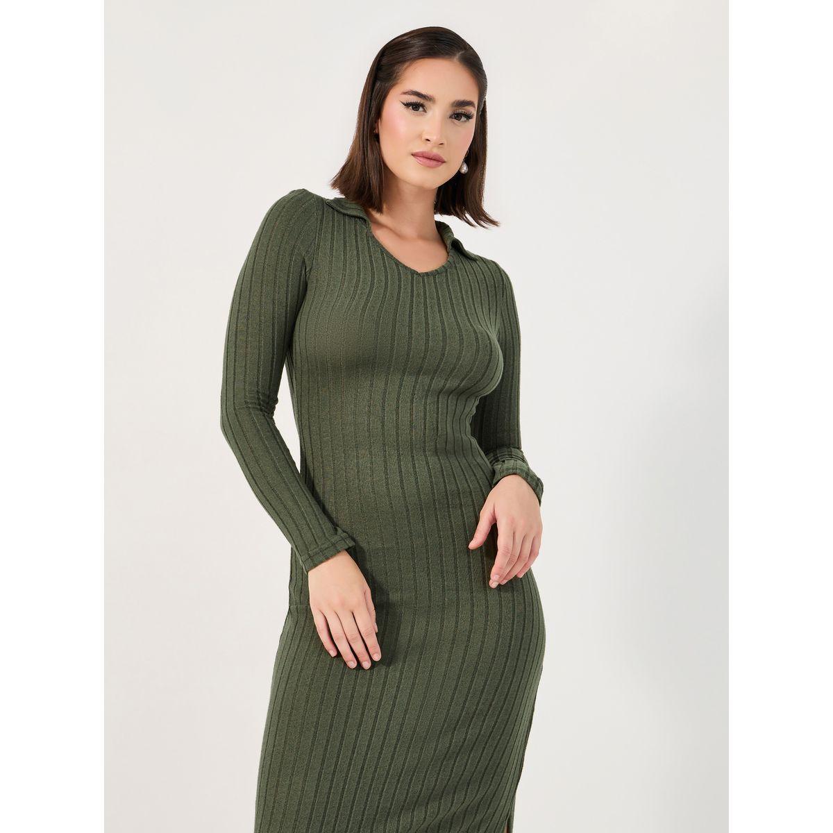 فستان طويل ضيق بشق جانبي-women-clothing-dresses-image-2