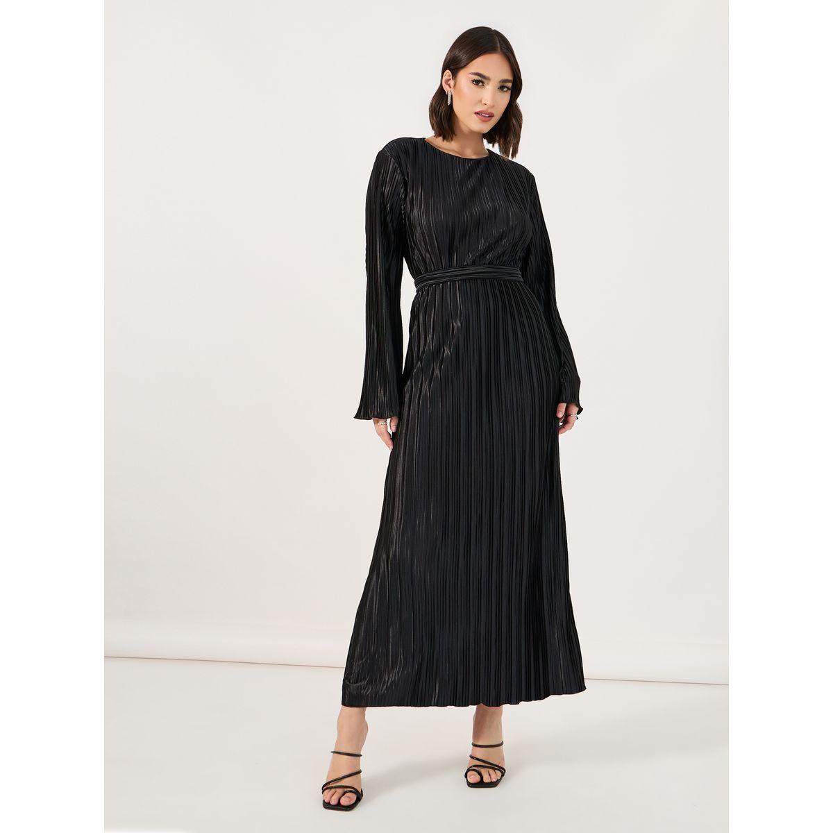 Styli Self Tie Belt Plisse Shift Maxi Dress-women-clothing-dresses-image-3