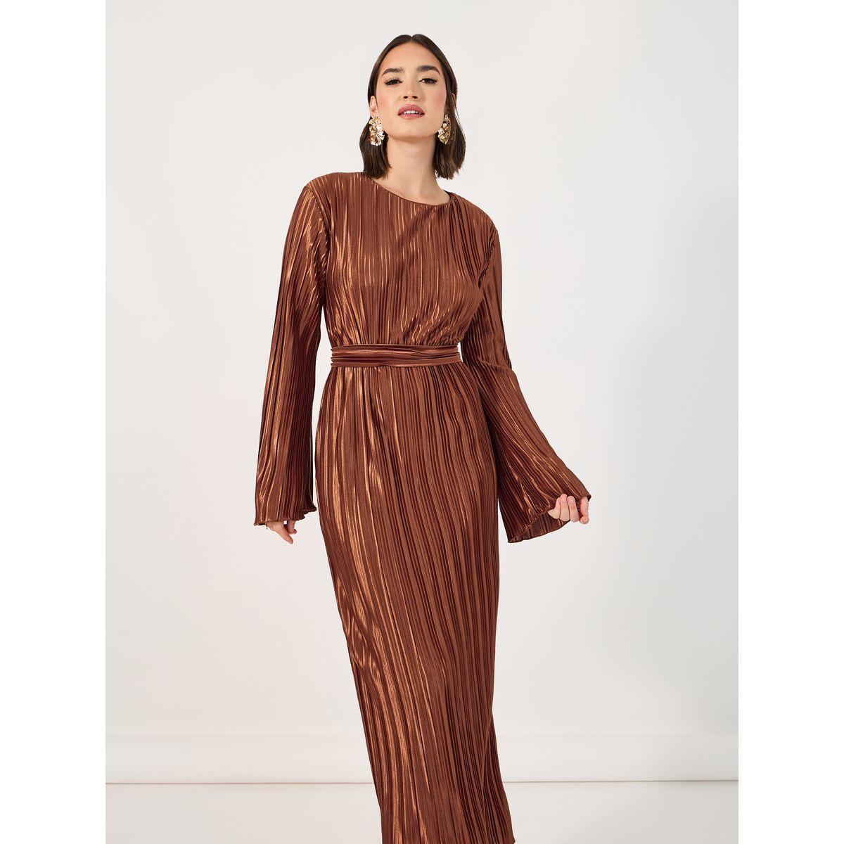 Styli Self Tie Belt Plisse Shift Maxi Dress-women-clothing-dresses-image-5