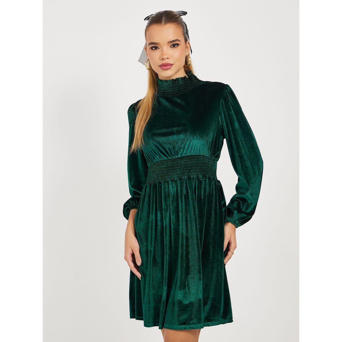 فستان قصير بياقة عالية وحافة واسعة-women-clothing-dresses-image-2