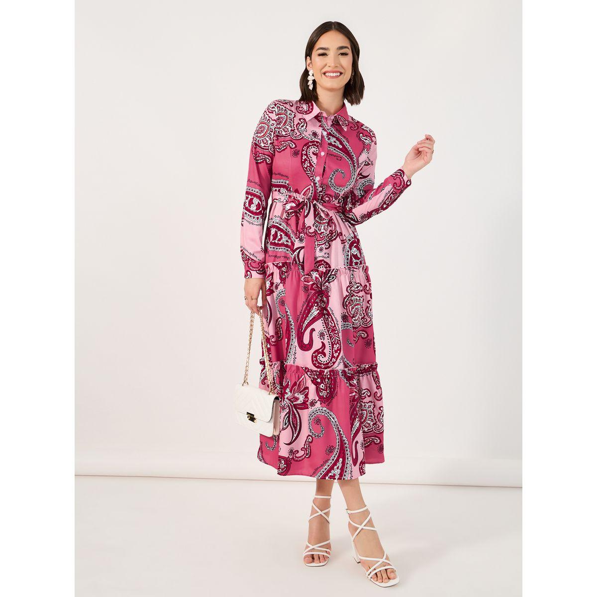 Styli Paisley Print Collared Tiered Midi Dress-women-clothing-dresses-image-3