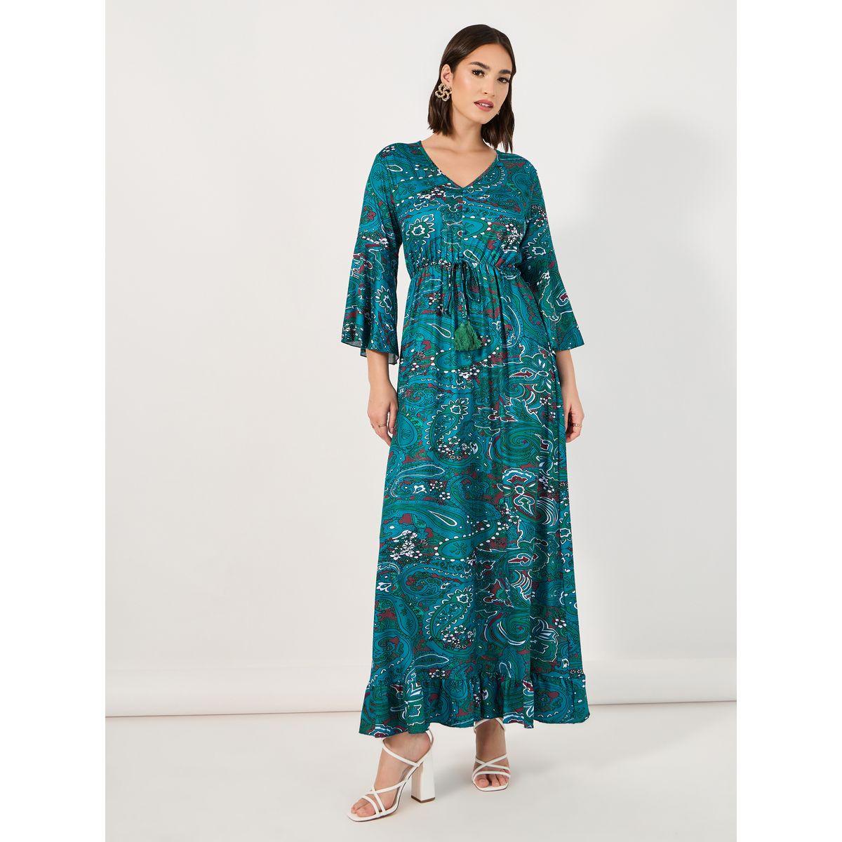 Styli Paisley Print Bell Sleeves A-Line Maxi Dress-women-clothing-dresses-image-1