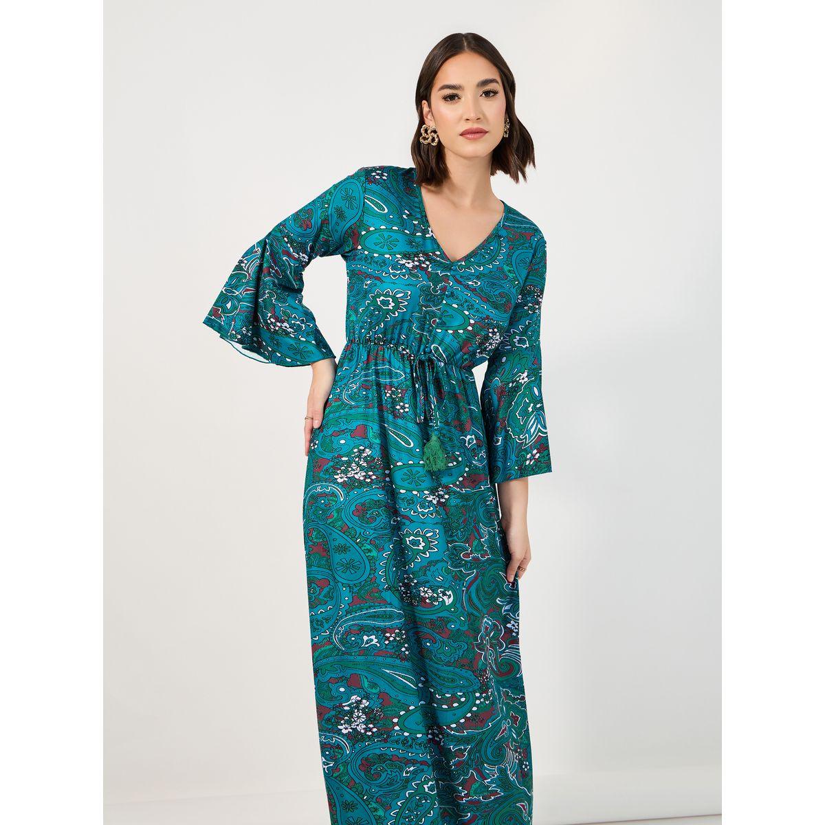 Styli Paisley Print Bell Sleeves A-Line Maxi Dress-women-clothing-dresses-image-4