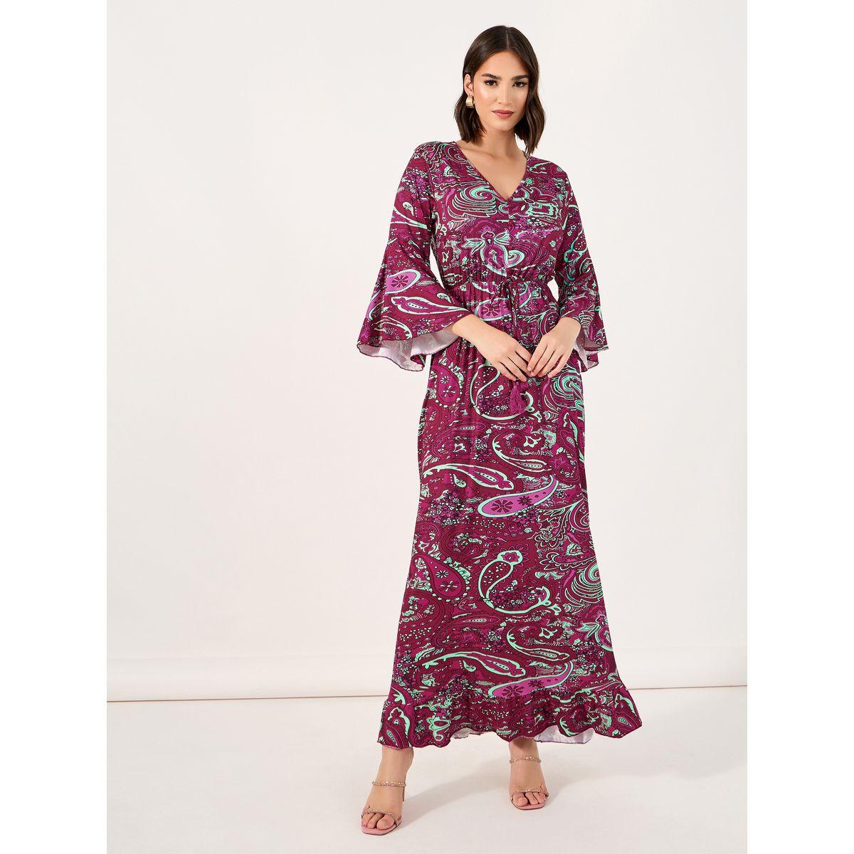 Styli Paisley Print Bell Sleeves A-Line Maxi Dress-women-clothing-dresses-image-1