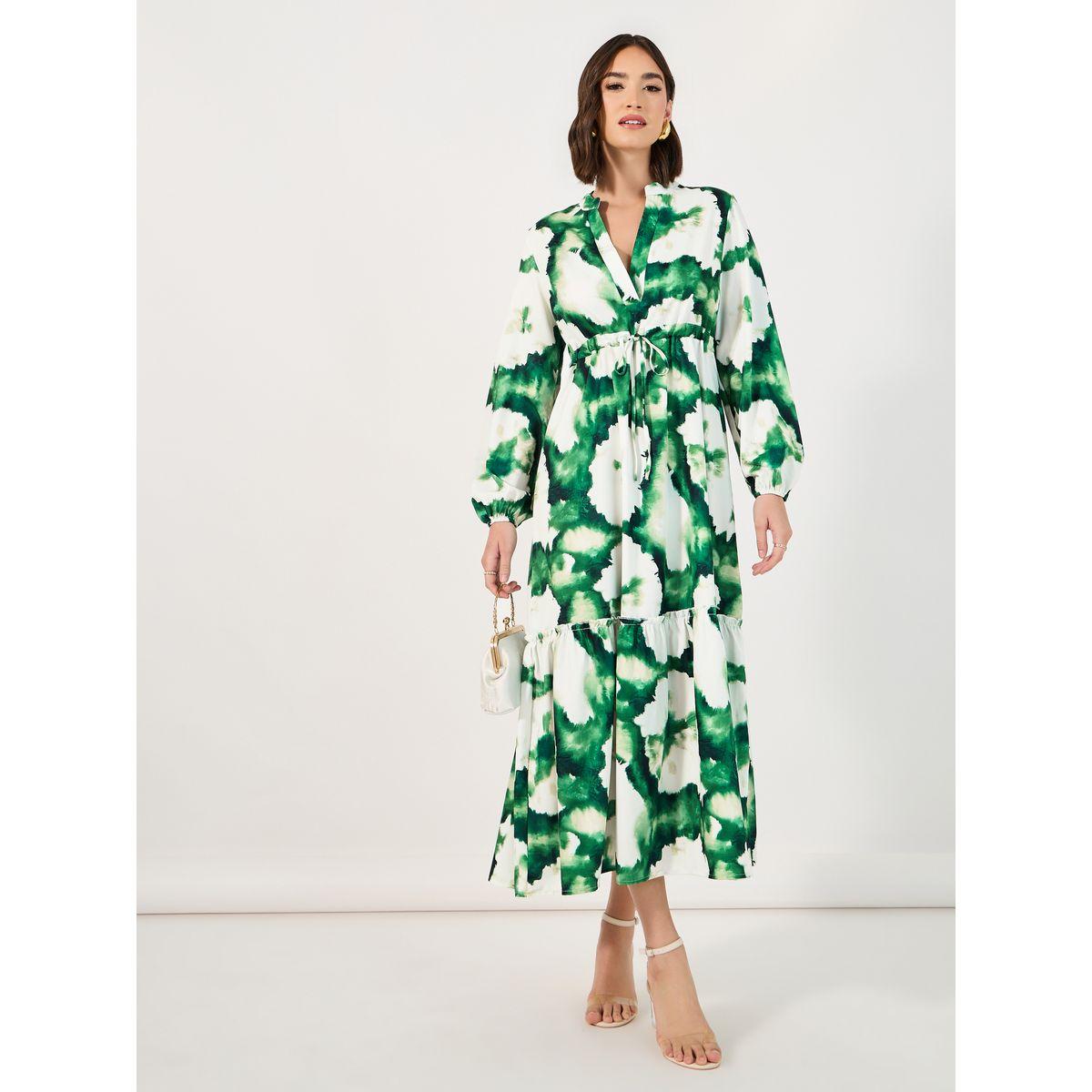 Styli Tie-Dye Print Notch Neck A-Line Maxi Dress-women-clothing-dresses-image-1
